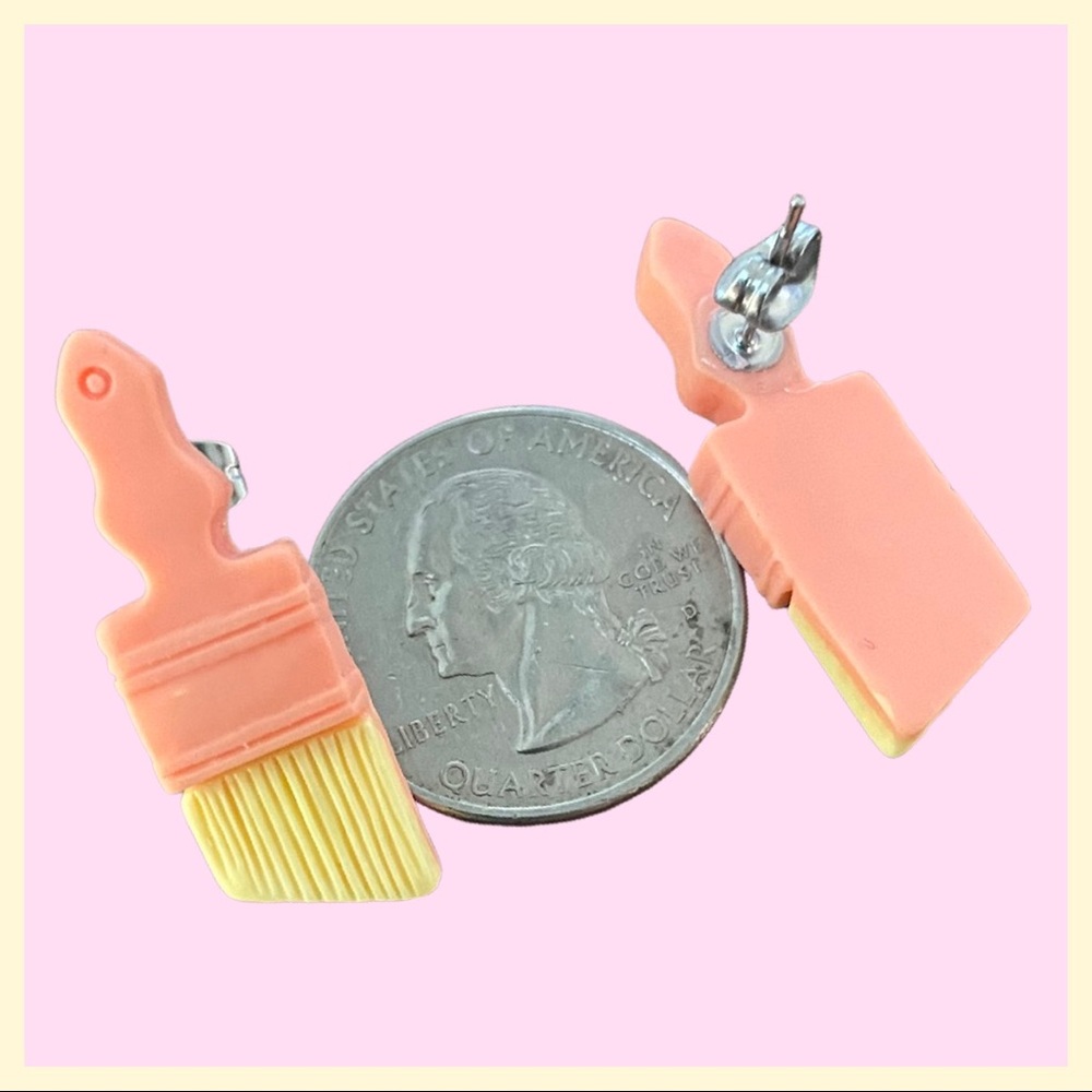 Pastel Paintbrush Stud Earrings - Picture 3 of 4